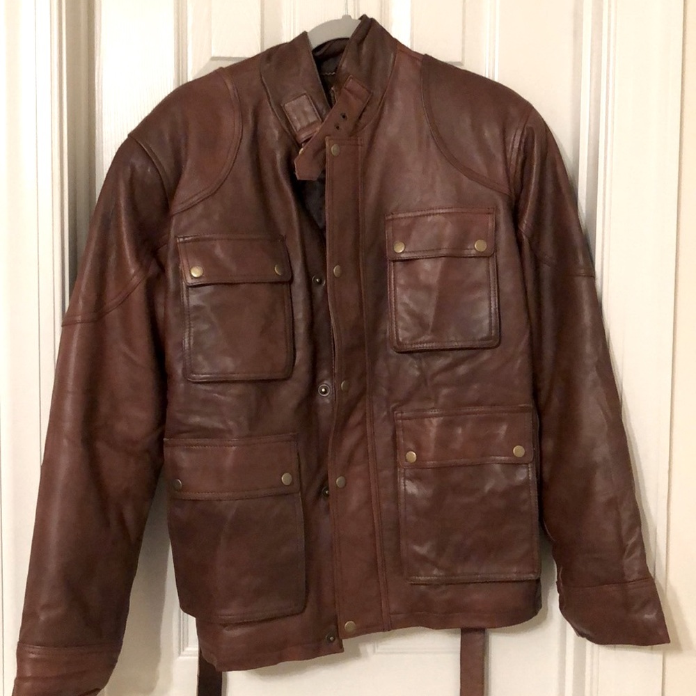 Full Grain Leather Jacket Brown Mens'